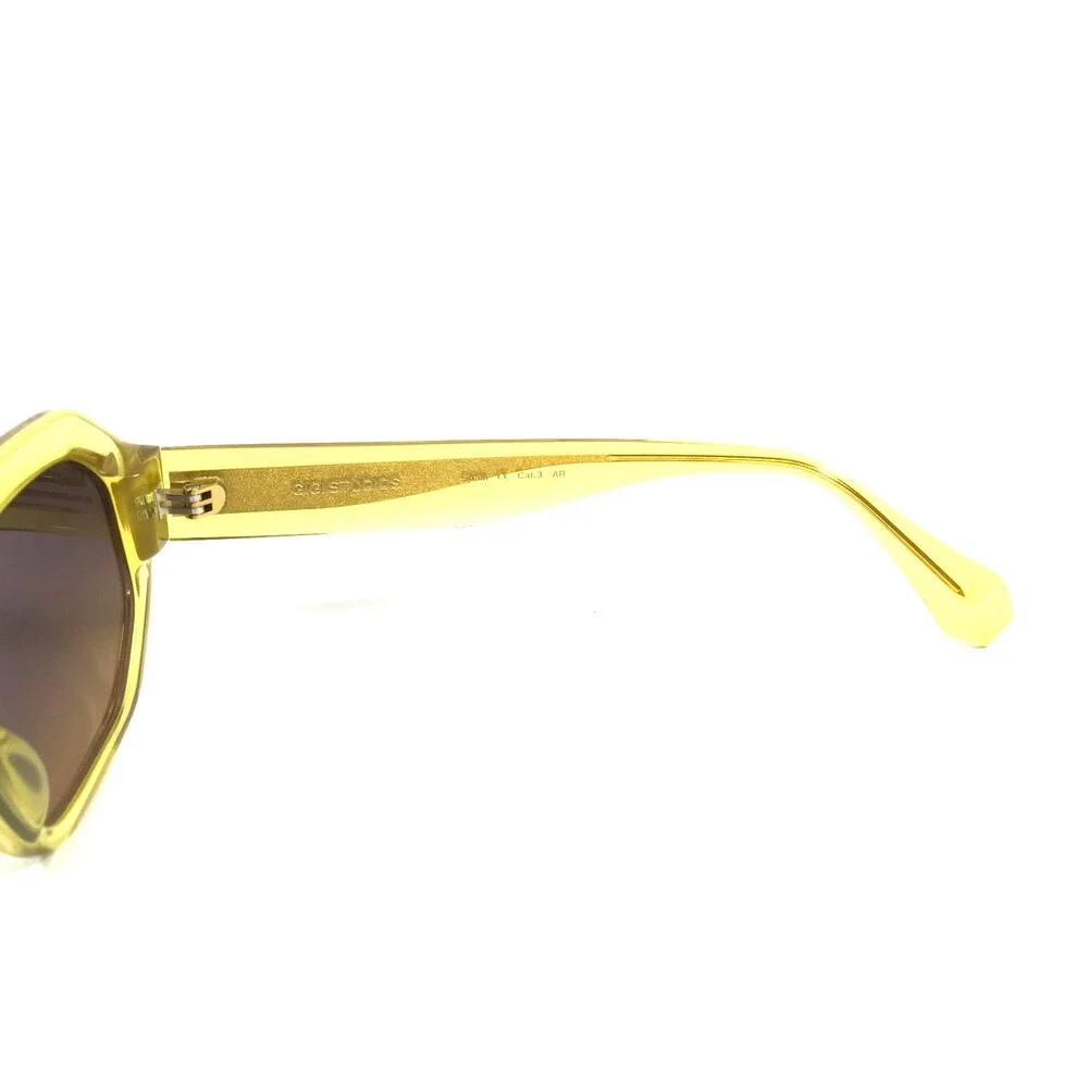 Gigi Studios Sunglasses CITRUS 6944/7 Yellow Geometric Frames with Brown Lenses